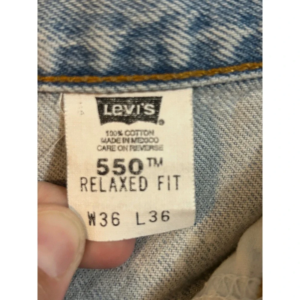 Levis 550 Relaxed Fit Jeans Mens 36x36 Light Wash Tapered Leg Paint Splatter 90s